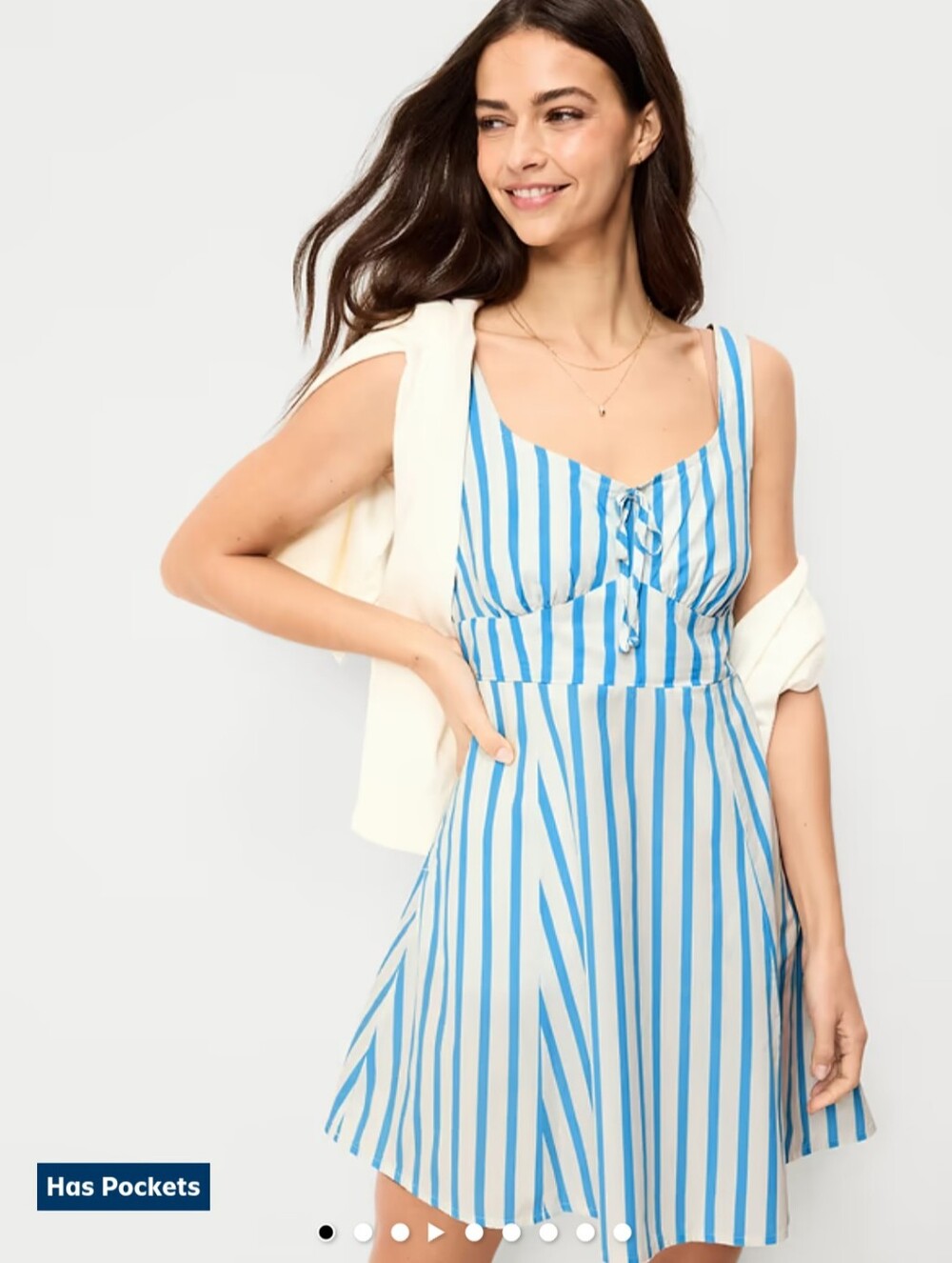 NWT Small Old Navy Fit & Flare Cami Mini Dress In Blue Stripe